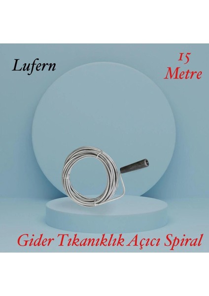 Premium 15 Metre Tıkanıklık Kanal Açma Klozet Gider Açıcı Boru Temizleme Spiral Tel Susta Manuel Uç