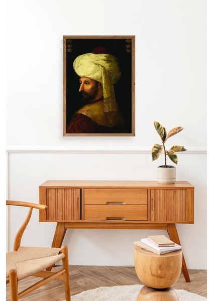 Fatih Sultan Mehmet Ahşap Çerçeveli Tablo modelleri