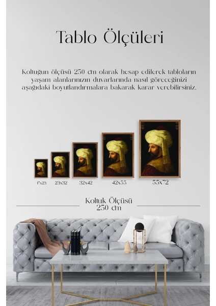 Fatih Sultan Mehmet Ahşap Çerçeveli Tablo indirimleri