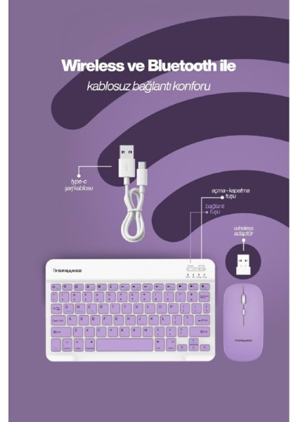 Mor Kablosuz Klavye ve Mouse Seti fiyatları