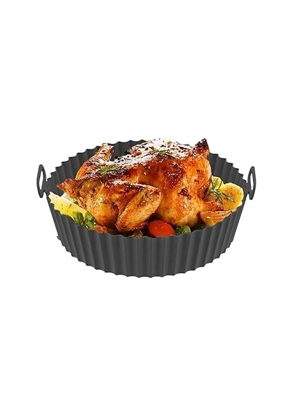 Ili̇va Airfryer Silikon Pişirme Kalıbı - Fryer Aksesuarı, Pişirme Kağıdı - Siyah (Bpa Free)