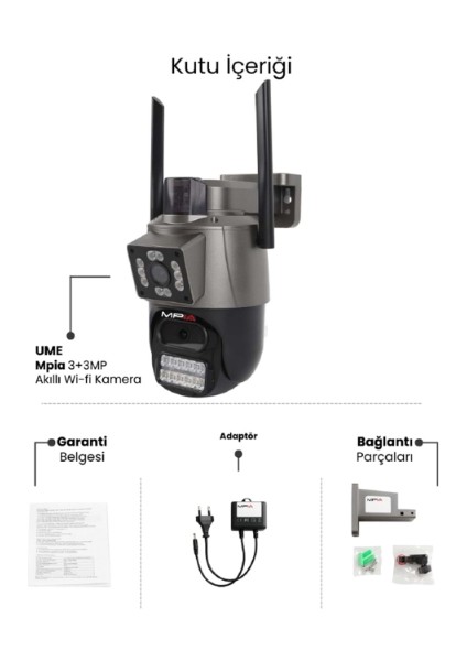 3 Mp + 3 Mp Çift Lens Wi-Fi Tf Kart Girişli Güvenlik Kamerası fiyatları