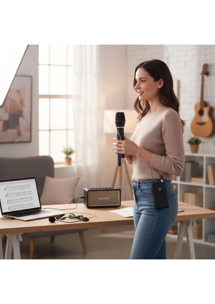 Wn-07 | Kablosuz Mikrofon Seti – Vhf 220–270 Mhz Wireless El Mikrofonu ve Kafa Mikrofonlu Verici, 6.3 mm Çıkışlı, 30–50 Metre Çekim fırsatları