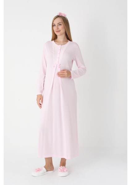 Hamile Gecelik Sabahlık Takımı-Viskoz Kumaş-Dantel Detaylı-Emzirmeli- 2'li Set modelleri