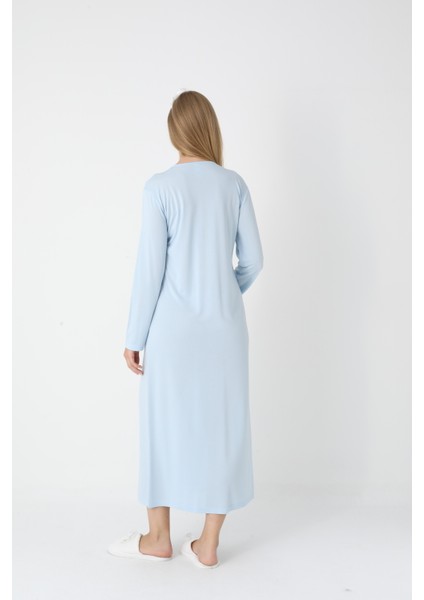 Hamile Gecelik Sabahlık Takımı-Viskoz Kumaş-Dantel Detaylı-Emzirmeli- 2'li Set