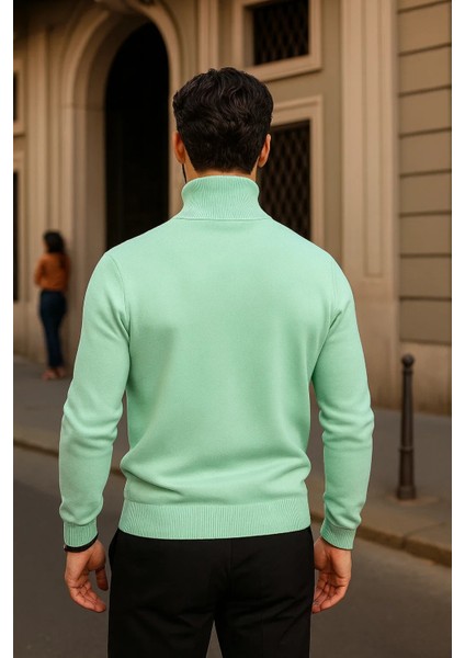 Erkek Kışlık Basic Slim Fit Uzun Mint Kazak indirimleri