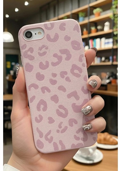 iPhone 7/8/se Kılıf Pembe Leopar Desenli Ince Yumuşak Silikon