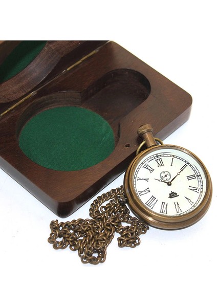 Buğz Ahşap Kutulu Pirinç Köstekli Saat Model 7