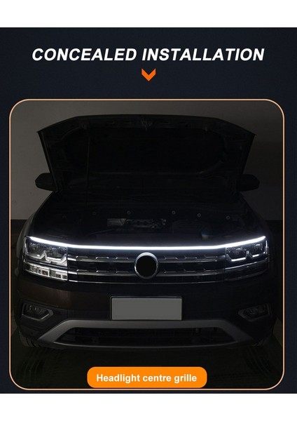 Geely Echo Uyumlu Izgara Üstü Kaput Ledi,gündüz Ledi Silikon 150CM Beyaz