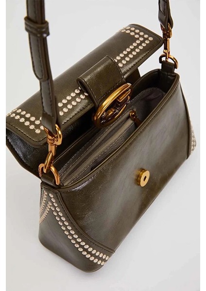 Otantik Fayton Metal Logo ve Etnik Desen Detaylı Kadın Omuz Çantası LV930575 Yeşil fırsatları