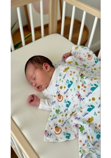 Hayvan Desenli 2 Kat %100 Pamuk Müslin Bebek Battaniye (140X120 Cm) fiyatları