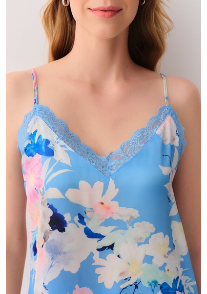 Mavi Baskı Yaz Çiçekli Babydoll Takımı fiyatları