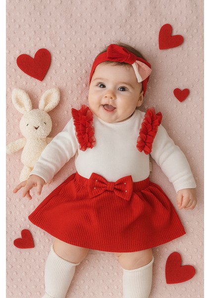 Bebe Kız 3-6-9 Ay Fırfırlı Etekli Takım