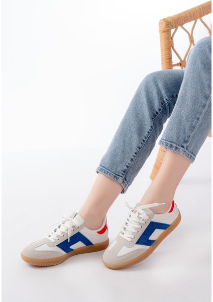 ZRİN-5007 Premium Beyaz Garni Bağcıklı Kadın Sneaker