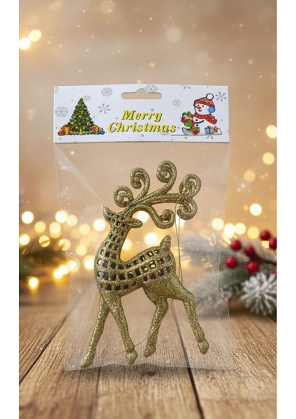 Simli Gold Geyik Figürü Yılbaşı Süsü fiyatları