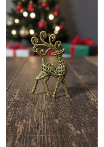 Simli Gold Geyik Figürü Yılbaşı Süsü modelleri