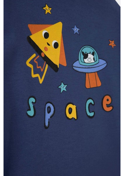 G4401A5NV95 Lacivert Erkek Bebek Pijama Takımı Uzay Baskılı Uzun Kollu Penye Üst Uzun Alt modelleri