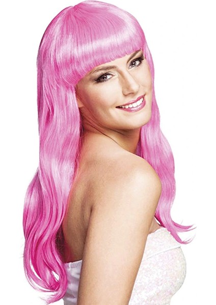 Buğz Soft Pembe Uzun Parti Peruğu