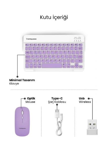 Mor Kablosuz Klavye ve Mouse Seti modelleri