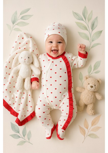 Yeni Doğan Kız Bebek 0-3 Ay Battaniyeli Tulum 5li Hastane Çıkışı Zıbın Seti