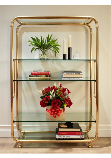 Yapay Çiçek Özel Tasarım Yılbaşı Ev Dekorasyon 30X30CM Kırmızı Gül Kokina Silindir Kutuda modelleri