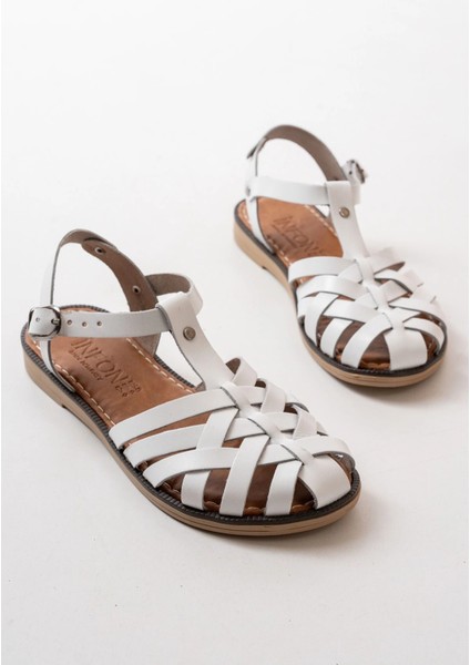 205-02 Beyaz Ortopedik Hakiki Deri Kadın Sandalet fiyatları