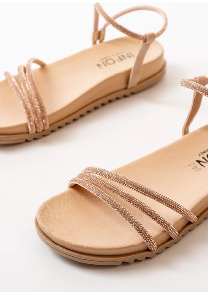 1001-1100 Nut Roze Taşlı Günlük Kadın Sandalet modelleri