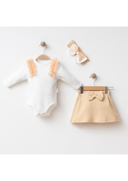 Bebe Kız 3-6-9 Ay Fırfırlı Etekli Takım