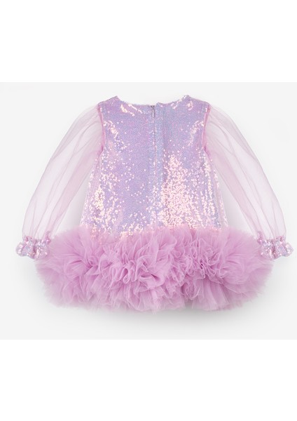 Lila Etek Ucu Fırfır Detaylı Kız Bebek Elbise - Violet fiyatları