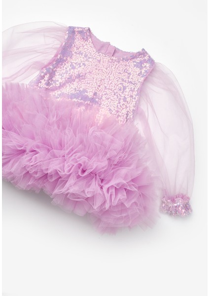 Lila Etek Ucu Fırfır Detaylı Kız Bebek Elbise - Violet modelleri