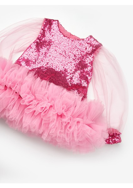 Fuşya Etek Ucu Fırfır Detaylı Kız Bebek Elbise - Violet modelleri