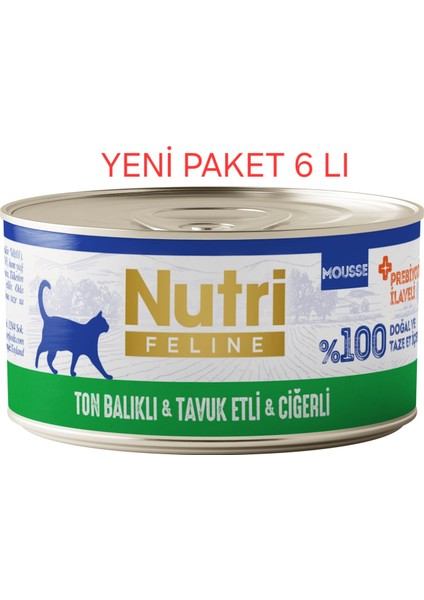 Yetişkin Kediler Için Ton Balıklı, Tavuk Etli ve Ciğerli 6 Adet 85GR Tahılsız Yaş Mama