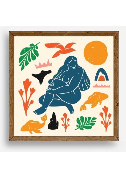 Kadın Ahşap Çerçeveli Tablo