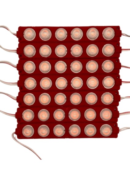 12 Volt 6 Watt 6 Lensli Kırmızı 3030 Smd LED Modül IP65 10 Adet Modül