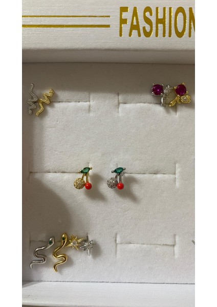 Taşlı Kiraz Tasarım Tragus Helix Pearsing Kıkırdak Küpe (Hediyeli) fiyatları