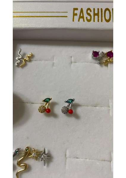 Taşlı Kiraz Tasarım Tragus Helix Pearsing Kıkırdak Küpe (Hediyeli) modelleri