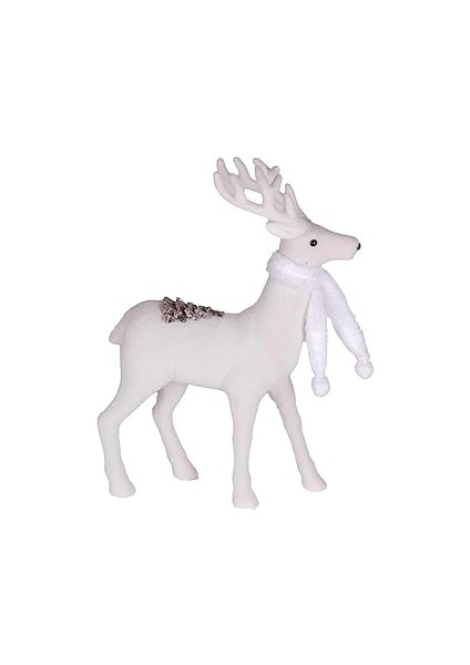 Herdekora Yılbaşı Süsü Beyaz Atkılı Geyik Beyaz 30X13X45 Cm.