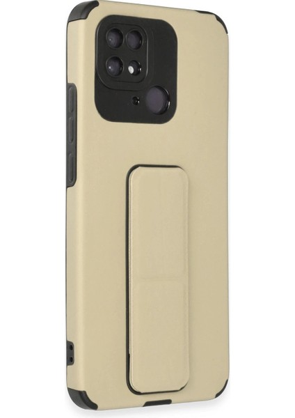 Xiaomi Redmi 10C Kılıf Mega Standlı Silikon - GOLD-(5796)