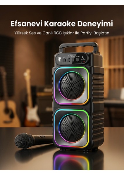 Premium Portatif Ses ve Mikrofon Sistemi – Renkli LED Işıklar, Kablosuz Özgürlük fiyatları