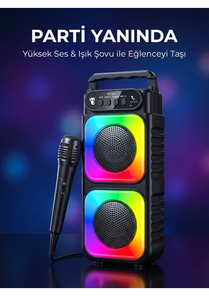 Premium Portatif Ses ve Mikrofon Sistemi – Renkli LED Işıklar, Kablosuz Özgürlük indirimleri