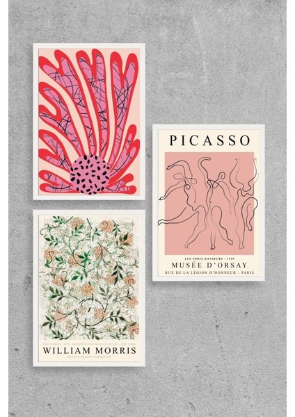 Ünlü Tablolar Üçlü Ahşap Çerçeveli Tablo fiyatları