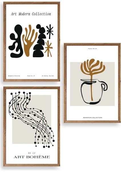 Üçlü Ahşap Çerçeveli Tablo