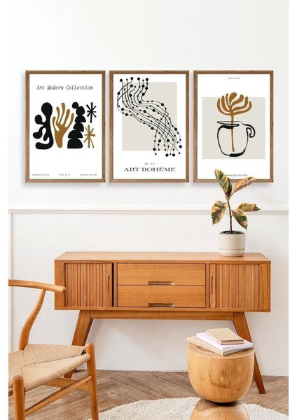 Üçlü Ahşap Çerçeveli Tablo modelleri