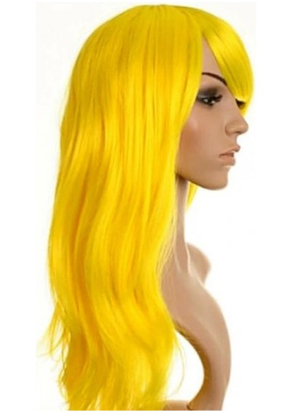 Buğz Sarı Renk Uzun Parti Peruğu