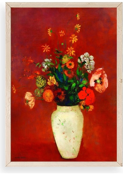 Vazoda Çiçek Ahşap Çerçeveli Tablo