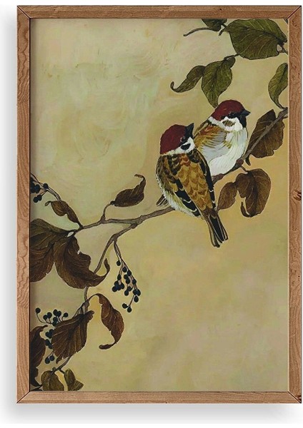 Kuş Ahşap Çerçeveli Tablo