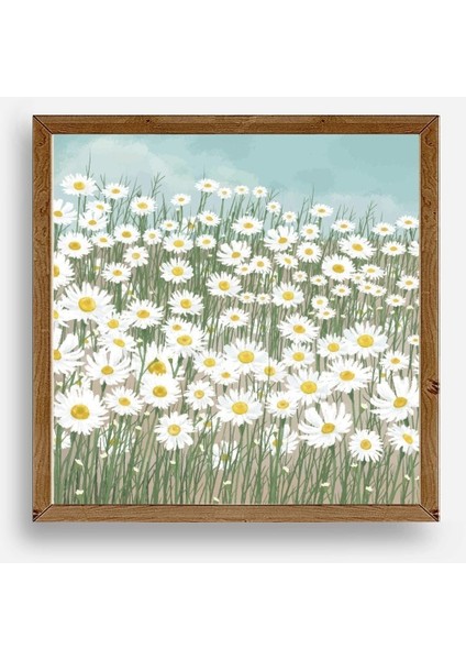 Çiçekler Ahşap Çerçeveli Tablo