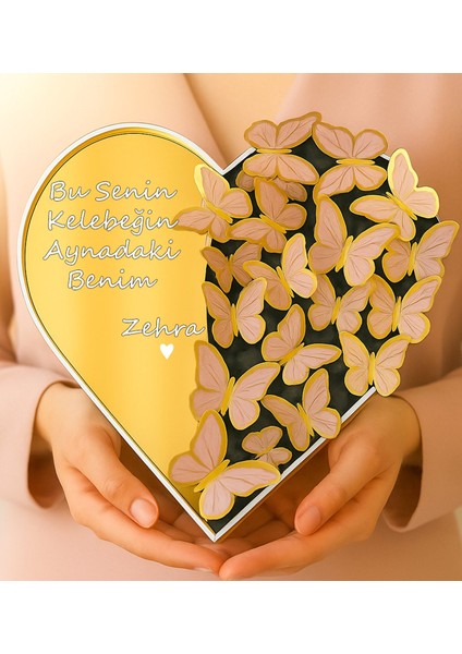 Kişiye Özel Mesajlı Ayıcık ve Kelebekli Kalp Kutulu Hediye Seti Kelebek Buketi fırsatları