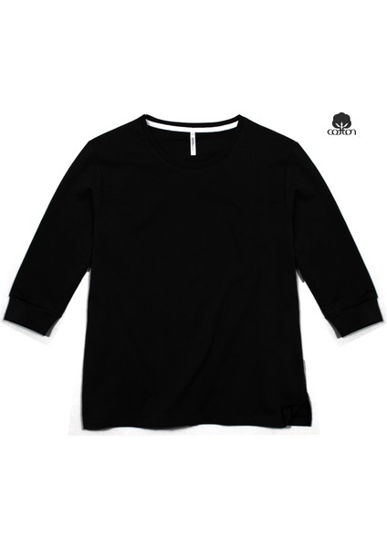 Kadın Mılana O Yaka Truvakar Kol Manşetli Yırtmaçlı Pamuk Penye Tişört fiyatları