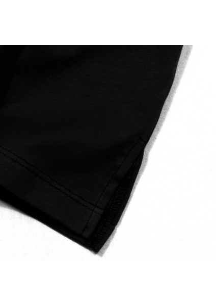 Kadın Mılana O Yaka Truvakar Kol Manşetli Yırtmaçlı Pamuk Penye Tişört